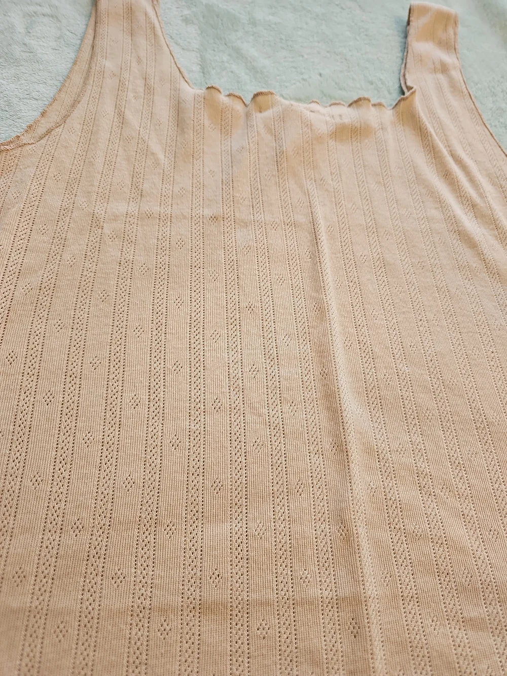 Beige Pointelle Knit Tank Top – Women's Size Medium